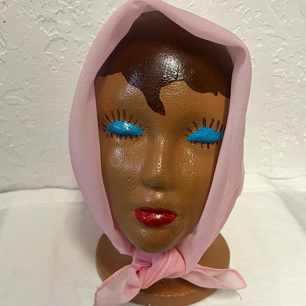 Vintage Soft Pink Nylon Chiffon Square Scarf